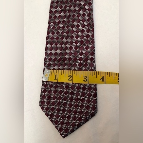 Lauren Ralph Lauren 100% Silk Neck Tie Check Square Red Gray Mens Made in USA - Picture 10 of 16